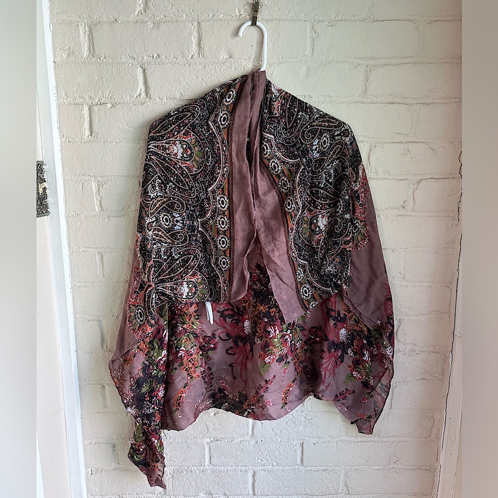 Charlotte Russe brown floral boho scarf wrap